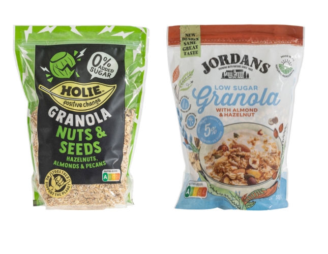 zakken granola: holie en jordans